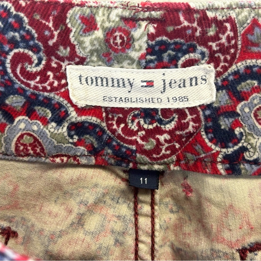 Tommy Hilfiger 11 Vintage Y2K Corduroy Multicolor Patterned Flare Pants Paisley - Picture 10 of 15
